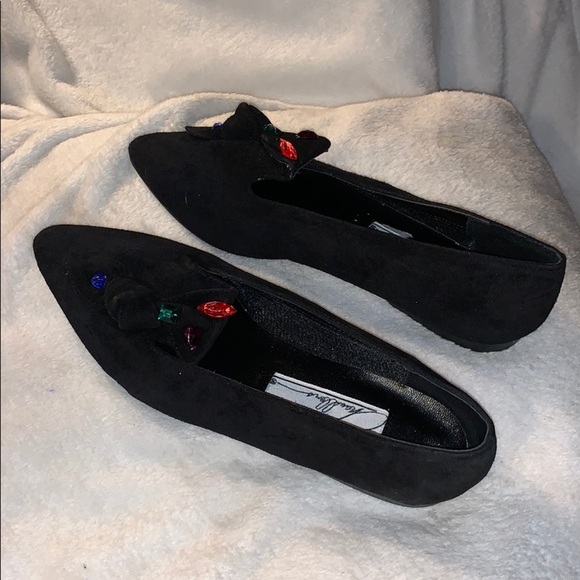 Chandelier Brand Black Suede Flats w/Jewel Accts - Picture 10 of 10